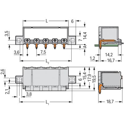 Wtyk picoMAX raster 7,5mm 4-biegunowy z kątowymi pinami i uchwytami 2092-3424/005-000 /100szt./ WAGO (2092-3424/005-000)