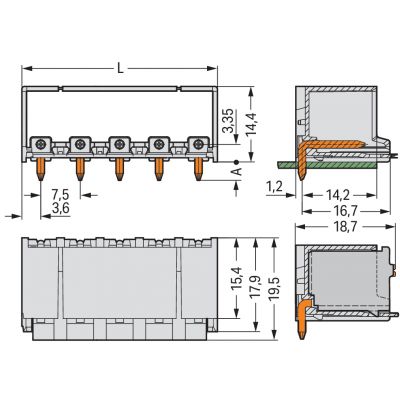 Wtyk picoMAX raster 7,5mm 5-biegunoweunowy z kątowymi pinami lutowniczymi 2092-3425 /100szt./ WAGO (2092-3425)