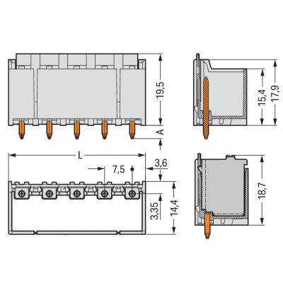 Wtyk picoMAX raster 7,5mm 4-biegunowy z prostymi pinami lutowniczymi 2092-3404 /100szt./ WAGO (2092-3404)