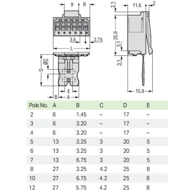 Wtyk picoMAX raster 3,5mm 2-biegunoweunowy z płytką uchwytową 2091-1502/002-000 /200szt./ WAGO (2091-1502/002-000)