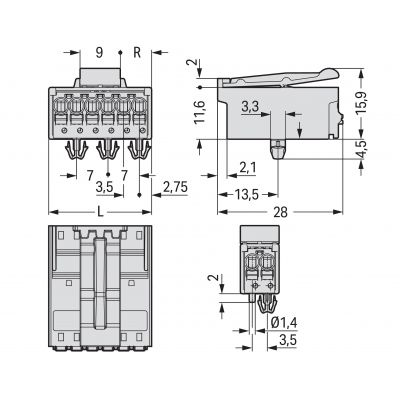 Wtyk picoMAX raster 3,5mm 4-biegunowy ze stopkami zatrzaskowymi 2091-1524/020-000 /200szt./ WAGO (2091-1524/020-000)