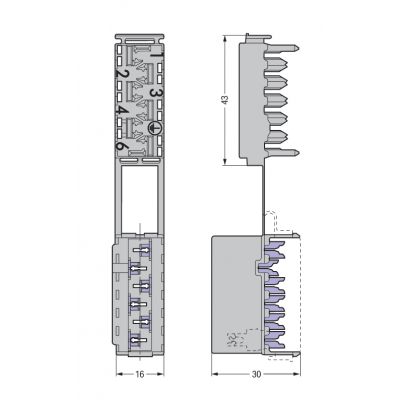 Gniazdo 6-polowe 1,5mm2 5xL, 1xPE szare 730-106 /50szt./ WAGO (730-106)