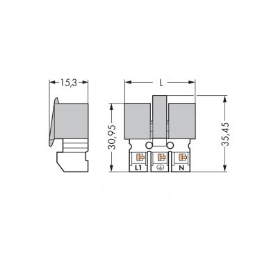 Gniazdo wtykowe 2,5 mm2 4-polowe białe / szare 272-404/272-490 /250szt./ WAGO (272-404/272-490)