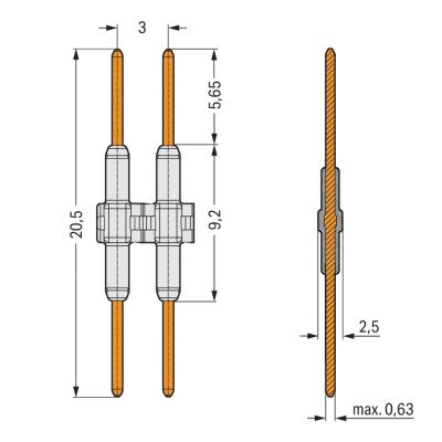Element łączący raster 3mm 2-bieg. biały długość 20,5mm /500szt./ WAGO (2059-902/021-000)