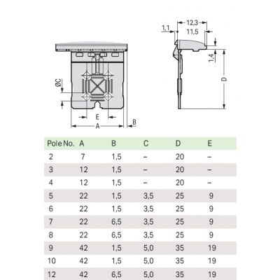 Płytka picoMAX uchwytowa z suwakiem raster 5mm 2-biegunowa 2092-1600/002-000 /25szt./ WAGO (2092-1600/002-000)