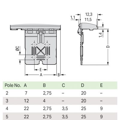 Płytka picoMAX uchwytowa z suwakiem raster 7,5mm 2-biegunowa 2092-3600/002-000 /25szt./ WAGO (2092-3600/002-000)