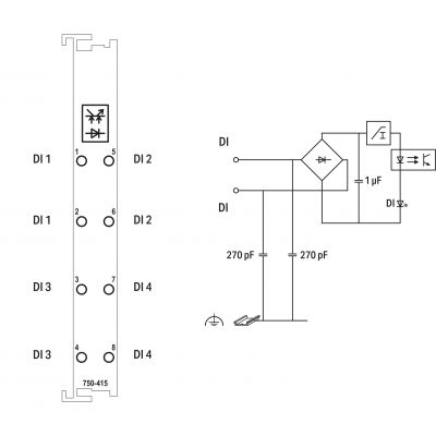 4-kanałowe wejście dwustanowe 24V AC/DC 20ms WAGO (750-415)
