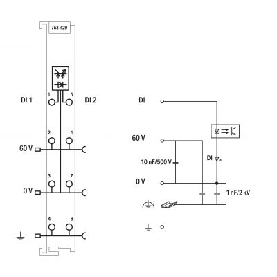 2-kanałowe wejście dwustanowe 60V DC 3ms WAGO (753-429)