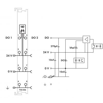 2-kanałowe wyjście dwustanowe 24V DC 0,5A diagnostyka WAGO (750-506)