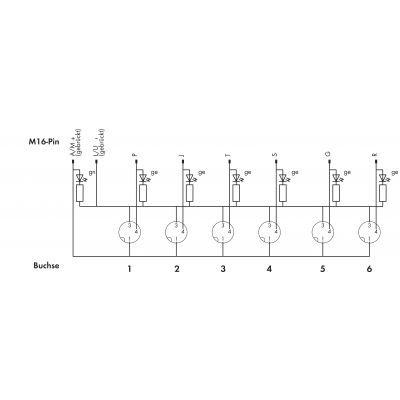 Moduły przyłączeniowe M8 6-tor. 3-bieg. WAGO (757-363)