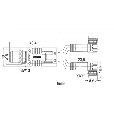 SA-C 2xM8-F-RA M12A-M-AX Przewód czujnika elementu wykonawczego WAGO (756-5514/040-020)