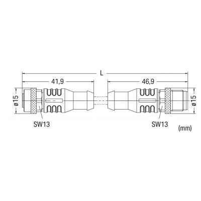 SA-C M12A-F-AX M12A-M-AX Przewód czujnika elementu wykonawczego WAGO (756-5401/050-010)