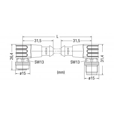 SA-C M12A-F-RA M12A-M-RA Przewód czujnika elementu wykonawczego WAGO (756-5404/050-010)