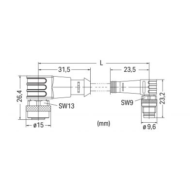 SA-C M12A-F-RA M8-M-RA Przewód czujnika elementu wykonawczego WAGO (756-5504/030-020)