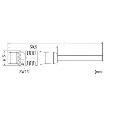 Przewód ETHERNET 4-bieg. M12 gniazdo proste WAGO (756-1201/060-200)