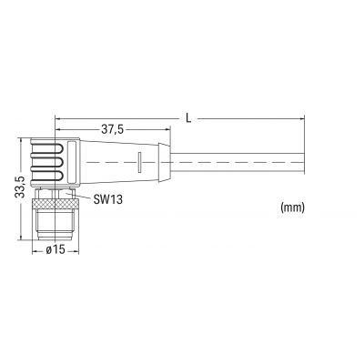 Przewód ETHERNET 4-bieg. M12-M-RA WAGO (756-1202/060-200)