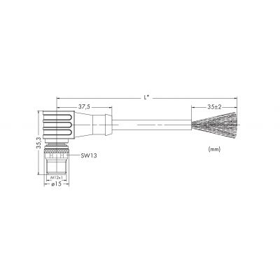 Przewód CAN-C M12A-M-RA fioletowy M12 wtyczka kątowa 5-bieg dł. 10m WAGO (756-1404/060-100)