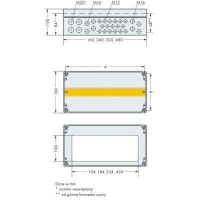 Obudowa systemowa IP65 aluminium (RAL 7032) szerxwysxgłęb (160x100x160 mm) WAGO (850-825)