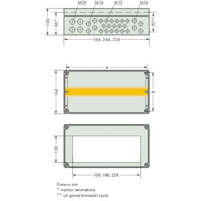 Obudowa systemowa IP65 poliester (RAL 7032) szerxwysxgłęb (244x100x164 mm) WAGO (850-835)