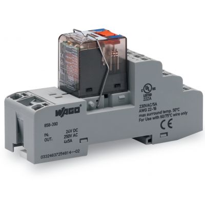 Podstawka z wtykanym przekaźnikiem przemysłowym 24V DC 4p 858-390 /5szt./ WAGO (858-390)