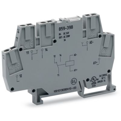 Złączka z przekaźnikiem minaturowym 24V DC 1p 3A 859-398 /10szt./ WAGO (859-398)