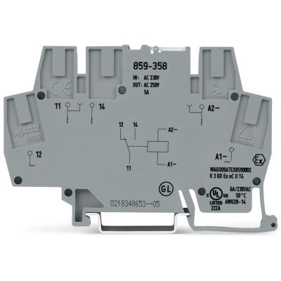Złączka z przekaźnikiem minaturowym 230V AC 1p /10szt./ WAGO (859-358)