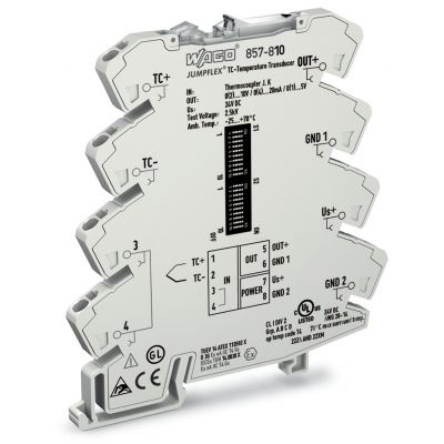Przetwornik pomiarowy temperatury do termopar UI jasnoszary WAGO (857-810)