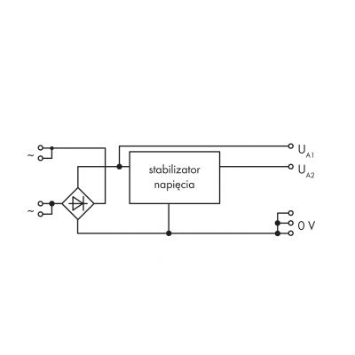 CVS 24VAC Stabilizator napięcia napięcie wejściowe 24V AC napięcie wyjściowe 24V DC prąd wyjściowy 3A w podstawce montażowej 2,50mm2 WAGO (288-800)