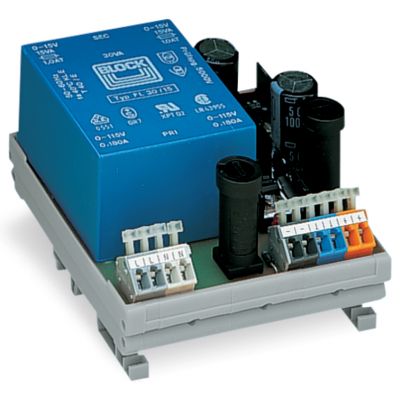 Zasilacz stabilizowany napięcie wejściowe 230V AC napięcie wyjściowe ±15V DC prąd wyjściowy 2x0,5A w podstawce montażowej 2,50mm2 WAGO (288-815)