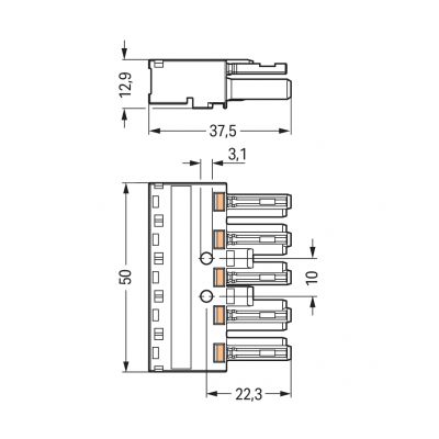 Gniazdo 5-torowe szare kodowanie B WINSTA 770-245 /50szt./ WAGO (770-245)