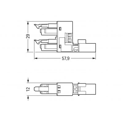Rozgałęźnik typu h 2-torowy czarny WINSTA MINI 890-1634 /50szt./ WAGO (890-1634)