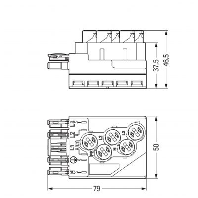Moduł odejściowy do płaskiego przewodu 5x2,5mm2 + 2x1,5mm2 czarny /10szt./ WAGO (772-262)