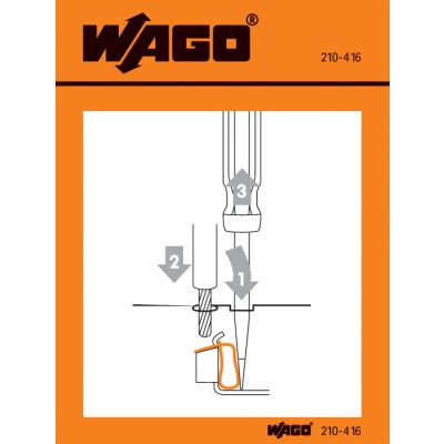 Naklejka z instrukcją obsługi do zacisku CAGE CLAMP uniwersalna 210-416 /100szt./ WAGO (210-416)