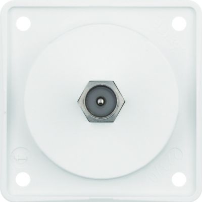 Gniazdo antenowe TV z obudową; śnieznobiały mat; Integro mechanizm 945812502 HAGER (945812502)