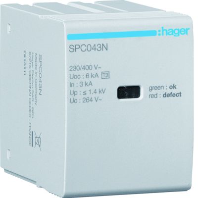 SPD Moduł T3 MOV 4P sieć TN-S In=3kA Uc=264V Uoc=6kV Up=1,4kV (SPC043N)