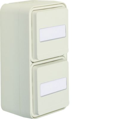 BERKER W.1 Gniazdo SCHUKO 2P+Z podwójne pionowe z polem opisowym kompletne IP55 biały 47703532 HAGER (47703532)