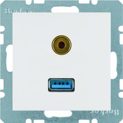 BERKER B.X/S.1 Gniazdo USB / 3,5mm Audio biały 3315398989 HAGER (3315398989)