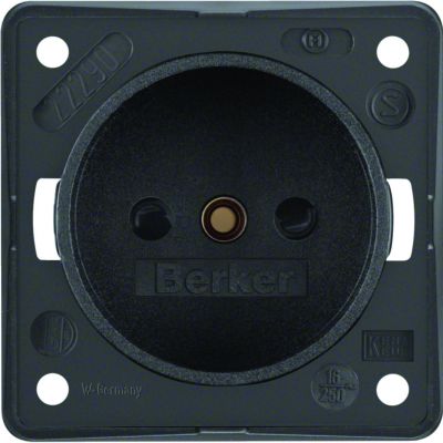 BERKER Integro Flow Gniazdo bez uziemienia z podwyższoną ochroną styków antracyt 961942505 HAGER (961942505)