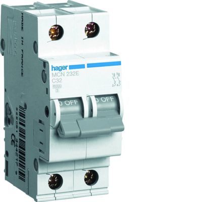 MCB Wyłącznik nadprądowy 6kA 2P C 32A MCN232E HAGER (MCN232E)