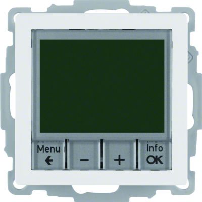 BERKER Q.x Regulator temperatury ze sterowaniem czasowym z stykiem zwiernym i elementem centralnym biały aksamit 20446089 HAGER (20446089)