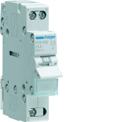 Modułowy przełącznik instalacyjny I-0-II punkt wspólny od dołu 1P 25A 230VAC SFB125 HAGER (SFB125)