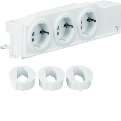 Gniazdo SCHUKO 3-krotne 230V VDI szyna TS/płyta montażowa VZ00AS HAGER (VZ00AS)
