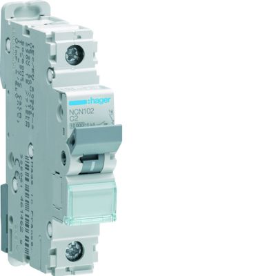 MCB Wyłącznik nadprądowy 10kA/15kA 1P C 2A NCN102 HAGER (NCN102)