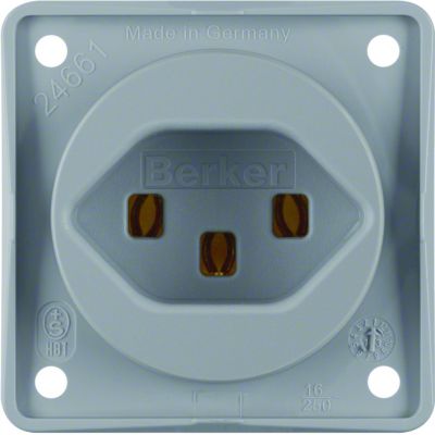 BERKER Integro Flow Gniazdo z uziemieniem Szwajcaria typ 23 szary 962592506 HAGER (962592506)