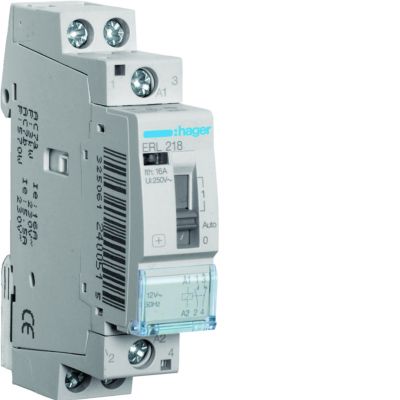 Przekaźnik instalacyjny 12VAC 1Z+1R 16A ERL218 HAGER (ERL218)