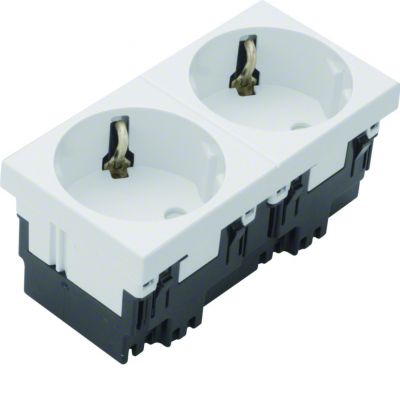 tehalit.GB-EG Gniazdo SCHUKO 33st 2-krotne 45x45mm bezhalogenowe biały ESR2339010 HAGER (ESR2339010)