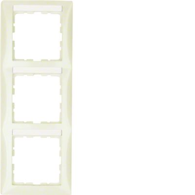 BERKER B.Kwadrat Ramka potrójna pionowa z polem opisowym kremowy połysk 10138912 HAGER (10138912)