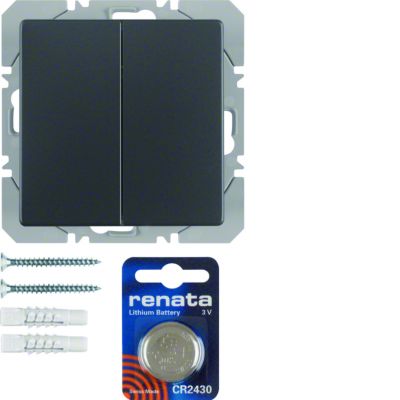 BERKER Q.x KNX RF quicklink Przycisk radiowy podwójny płaski antracyt 85656226 HAGER (85656226)