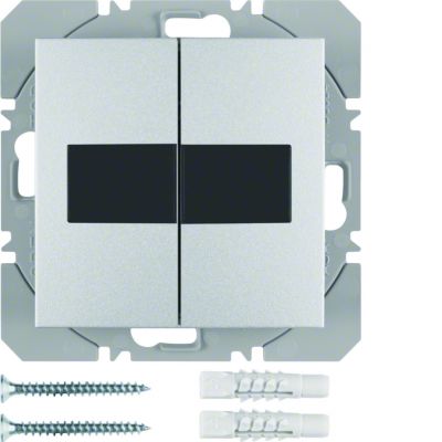 BERKER B.Kwadrat/B.7 KNX RF przycisk podwójny płaski z baterią słoneczną aluminium 85656183 HAGER (85656183)