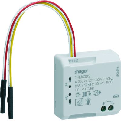 KNX q/e/s Wyjście załączające elektroniczne pojedyncza + wejście bezpotencjałowe 2-kr TRM690G HAGER (TRM690G)